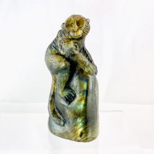 Affe, Steinfigur, Labradorit, Tierfigur, Tier aus Stein graviert,