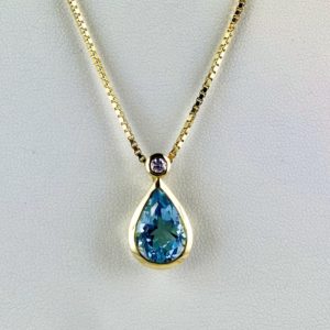 Edelsteinanhänger Aquamarin Anhänger, Weißgold Brillant Brasilien