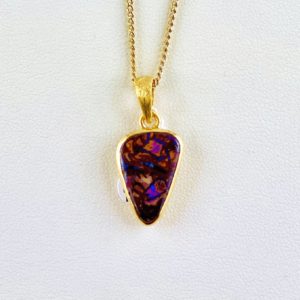 Edelsteinanhänger Boulderopal Anhänger, Opal in Matrix