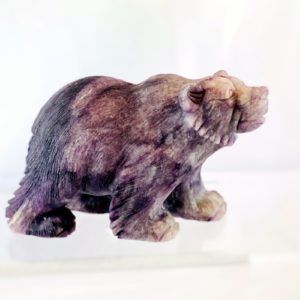 Bär, Grizzly, Fluorit, handgravierte Edelsteinfigur,