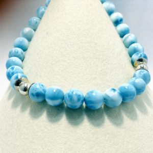 Edelsteinkette Larimar, wunderschönes Wellenspielblau