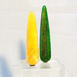 Massagestäbe, gelber Calcit, grüner Aventurin