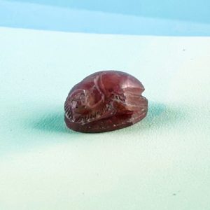 Skarabäus, Rhodochrosit, Glücksanhänger, Glücksbringer, gebohrter Stein,