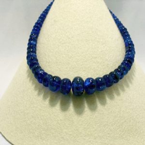 Edelsteinkette Tansanit, große Roundelle, feine Farbe