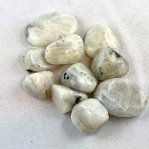 weisser Labradorith, Regenbogenmondstein, Indien, Trommelstein