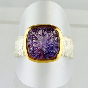 Edelsteinring Amethyst Lasercut Ring Silber