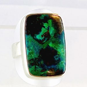 Edelsteinring Chrysokoll Ring Silber super Farbe