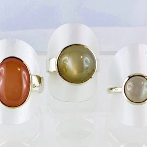 Edelsteinring Mondstein Ringe, Indien, Silber
