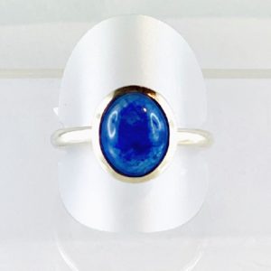 Edelsteinring Saphir, Ring Cabochon, Silber