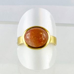 Edelsteinring Sonnenstein, Naturstein, Gold Ring