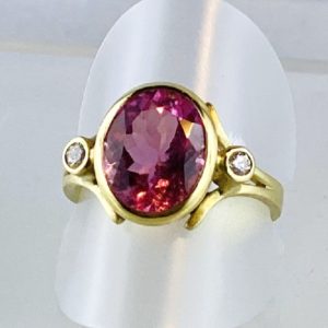 Edelsteinring Turmalin Ring, Brillanten, Gold