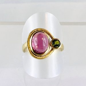Edelsteinring Turmalin Ring, zweifarbig, Gold